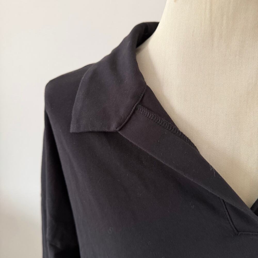Eileen Fisher Black Organic Cotton Long Sleeve Polo Top Size XL - Picture 2 of 5